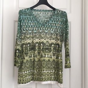 Style & Co. Women’s Top S Green 3/4 sleeves T-shirt White Tank top attachment